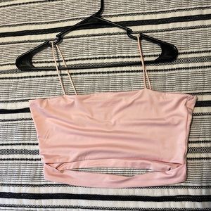 Light Pink Crop Tank Top With Cut Out BRAND UNKNOWN. Size Medium